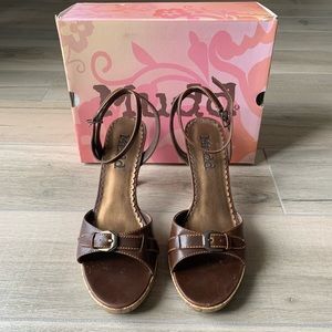 Mudd Brown Sandals Faux Cork Heels